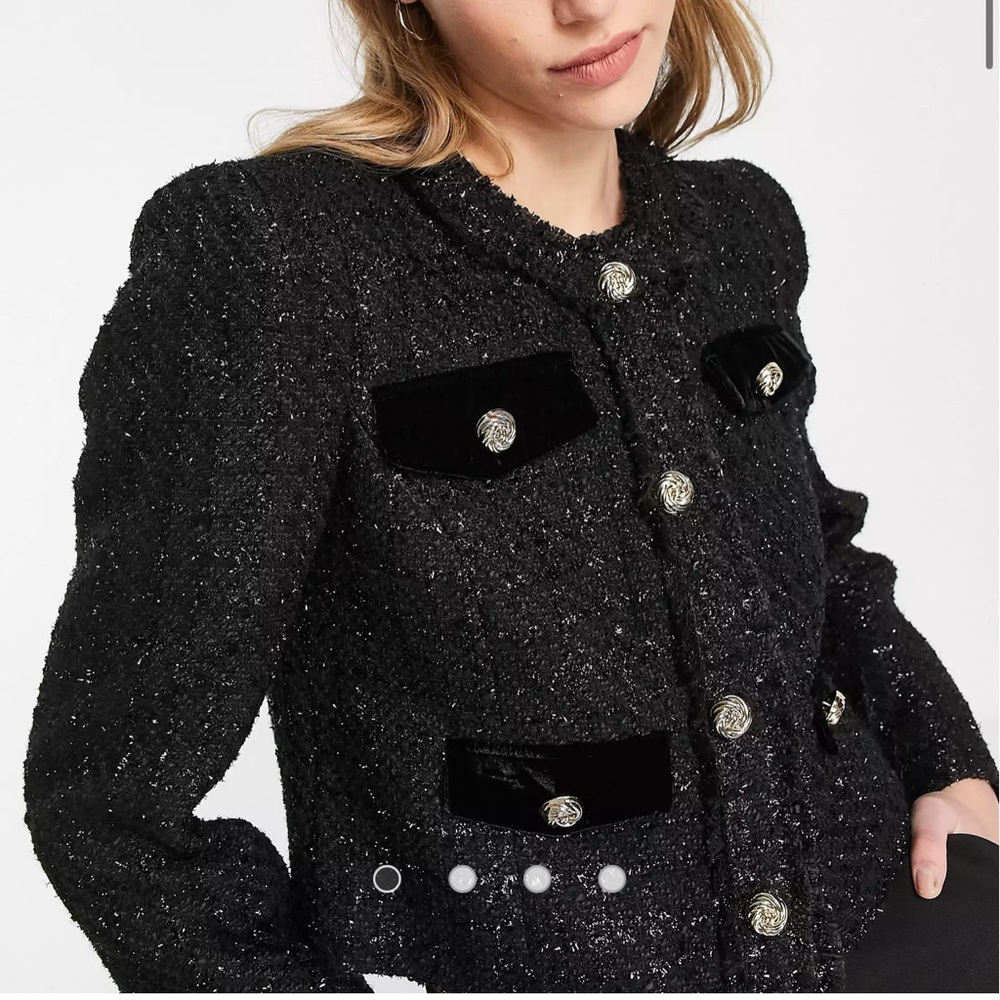 River Island boucle trophy blazer in black - part of a set